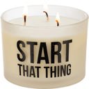 Start That Thing 3-Wick Candle | Bergamot Scent Giftable Glass Candle with Quote - Motivational GIft, Brother Candle, Life of the Party Jar Candle