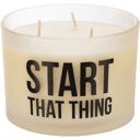 Start That Thing 3-Wick Candle | Bergamot Scent Giftable Glass Candle with Quote - Motivational GIft, Brother Candle, Life of the Party Jar Candle