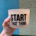 Start That Thing 3-Wick Candle | Bergamot Scent Giftable Glass Candle with Quote - Motivational GIft, Brother Candle, Life of the Party Jar Candle