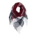 Fringe Plaid Blanket Scarf Burgundy & Grey Giftable Winter Blanket Scarves - Large Scarf Wrap Shawl for Her in Plaid and Prints