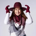 Fringe Plaid Blanket Scarf Burgundy & Grey Giftable Winter Blanket Scarves - Large Scarf Wrap Shawl for Her in Plaid and Prints