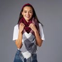 Fringe Plaid Blanket Scarf Burgundy & Grey Giftable Winter Blanket Scarves - Large Scarf Wrap Shawl for Her in Plaid and Prints