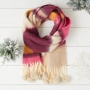 Zoey Stripe Scarf in Yellow Super Soft Bright PomPom GIftable Winter Fuzzy Scarf for Her - Gift Stocking Stuffer