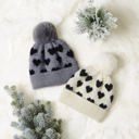 Heart Beanie Pom Pom Gray Giftable Heart Winter Beanie for Her - Soft Warm Winter Women's Hat with Pompom