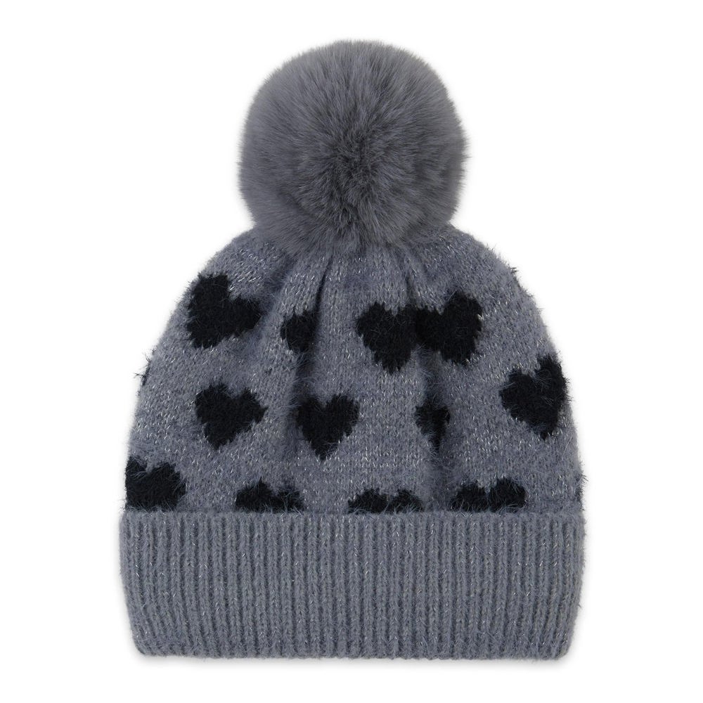 Giftable Heart Winter Beanie for Her - Soft Warm Winter Women's Hat with Pompom