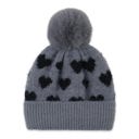 Heart Beanie Pom Pom Gray Giftable Heart Winter Beanie for Her - Soft Warm Winter Women's Hat with Pompom