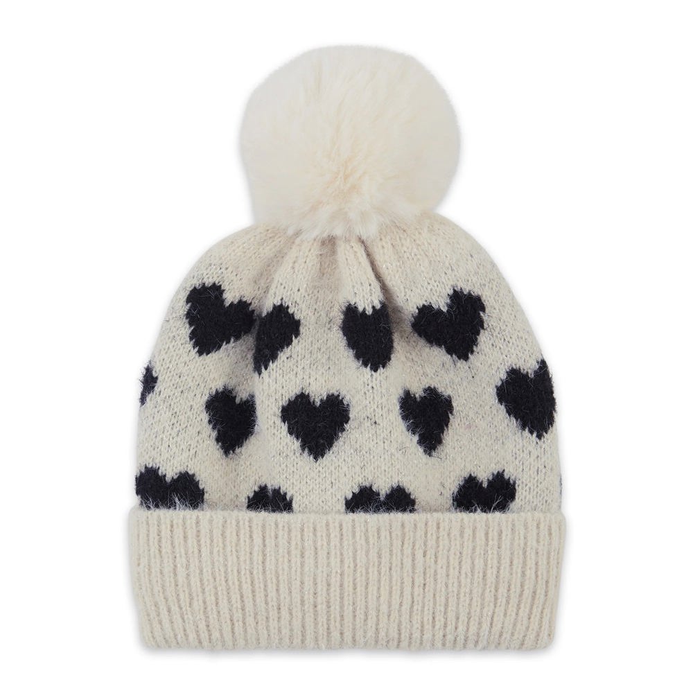 Giftable Heart Winter Beanie for Her - Soft Warm Winter Women's Hat with Pompom