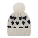 Heart Beanie in Cream Giftable Heart Winter Beanie for Her - Soft Warm Winter Women's Hat with Pompom