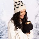 Heart Beanie in Cream Giftable Heart Winter Beanie for Her - Soft Warm Winter Women's Hat with Pompom