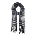 Cozy Plaid Fringe Gray Scarf  Giftable Plaid Winter Scarves - Hers and His