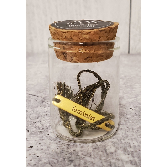 Giftable String Bracelets in a Glass Keepsake Jar - Mama, Girl Boss, Peace Out, Feminist, You're My Fave, Me and You 