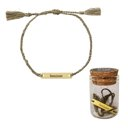 Feminist Stamped Brass Bar Woven Thread Bracelet  Giftable String Bracelets in a Glass Keepsake Jar - Mama, Girl Boss, Peace Out, Feminist, You're My Fave, Me and You 