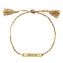 Peace Out Stamped Brass Bar Woven Thread Bracelet  Giftable String Bracelets in a Glass Keepsake Jar - Mama, Girl Boss, Peace Out, Feminist, You're My Fave, Me and You 