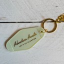 Adventure Awaits Let's Go Glamping Motel Style Keychain in Light Green Feminine Stocking Stuffer Keychains - Out of Office, Beach Please, Weekend Vibes, Keys to the Dream House