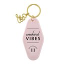 Weekend Vibes Motel Style Keychain with Gold Hardware Feminine Stocking Stuffer Keychains - Out of Office, Beach Please, Weekend Vibes, Keys to the Dream House