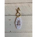 On My Way White Motel Keychain Key Tag Feminine Stocking Stuffer Keychains - Out of Office, Beach Please, Weekend Vibes, Keys to the Dream House