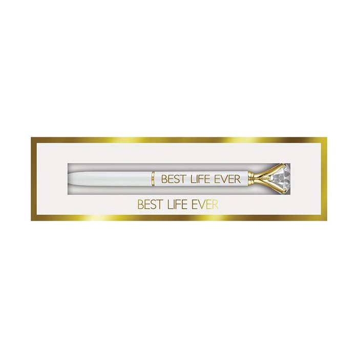 Luxury Gem Pen in Gift Box  - Diamond Pen Cute Stocking Stuffer Gift for Her - Sealed With a Kiss, Warrior, Live Your Best Life