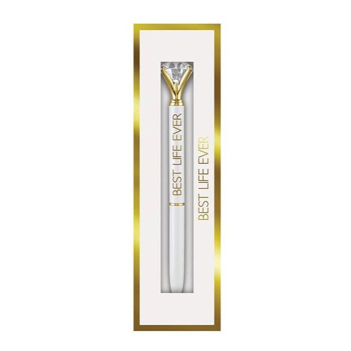 Luxury Gem Pen in Gift Box  - Diamond Pen Cute Stocking Stuffer Gift for Her - Sealed With a Kiss, Warrior, Live Your Best Life