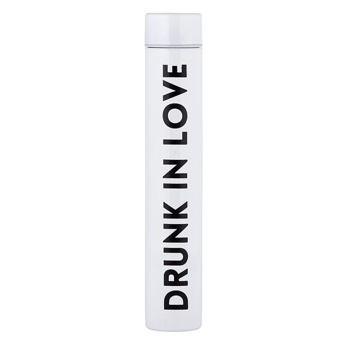 Giftable Skinny Flask or Water Bottle 3 Styles: Pop Fizz Clink, Tie the Knot, Drunk in Love - In Cardboard Tube for Gifting