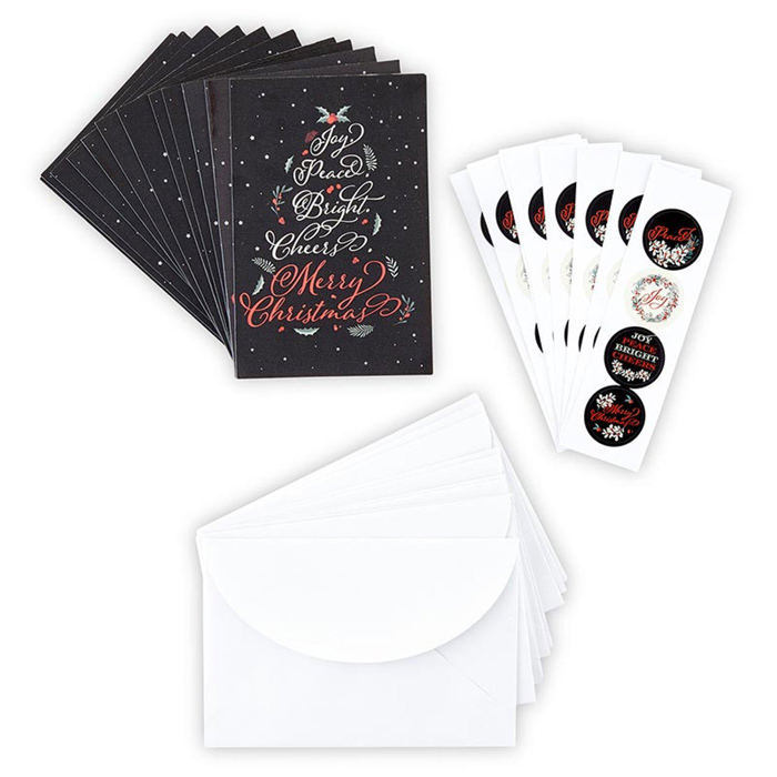 SALE Christmas Card Box Sets with Sticker Seals - 3 Options - Includes Envelopes and Stickers Xmas Greeting Cards 