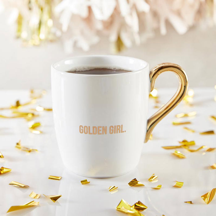 Gift Basket Golden Girl Coffee Mug | 3 Gift Items in a Reusable Basket - 50th birthday, Mothers Day, gifts for moms