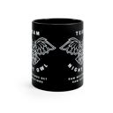 Team Night Owl: 9am Meetings Get 9am Beatings 11oz Black Mug | Coffee Tea Cup Giftable Mugs to Co-workers Funny Office Gifts | Coffee Mugs with Witty Sayings