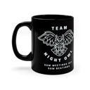 Team Night Owl: 9am Meetings Get 9am Beatings 11oz Black Mug | Coffee Tea Cup Giftable Mugs to Co-workers Funny Office Gifts | Coffee Mugs with Witty Sayings