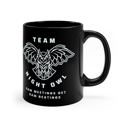 Team Night Owl: 9am Meetings Get 9am Beatings 11oz Black Mug | Coffee Tea Cup Giftable Mugs to Co-workers Funny Office Gifts | Coffee Mugs with Witty Sayings