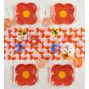 Retro Rounds Fabric Table Runner | Orange and Pink Circles Design | 13" x 70" Fabric Table Runners - 4 Options - Floral, Retro Mod, Geometric, Balloon Dog Party