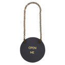 Open Me Leather Wine Bottle Tag in Black | Wine Gift Label Accessory | 2" Leather Wine Bottle Tag - 4 Options | Wine Gift Label Accessory