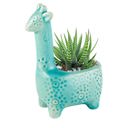 Lake Blue Giraffe Planter | Small Ceramic Succulents Pot | Cute Animal Shaped Decor | 6" Tall Animal Shaped Plant Pots - Fish, Zebra, Walrus, Giraffe, Hedgehog, Llama and more