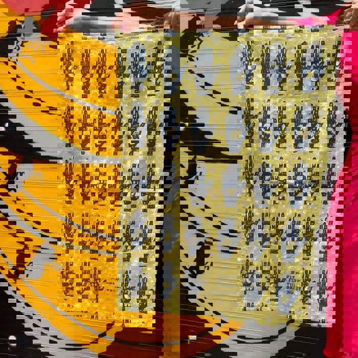 Hello Future Bring It Mystical Hand Zipper Pouch and Dish Tea Towel - All-Over Astrology Design in Yellow and Black