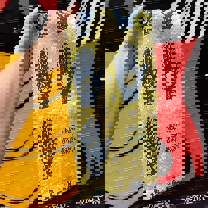 Hello Future Bring It Mystical Hand Zipper Pouch and Dish Tea Towel - All-Over Astrology Design in Yellow and Black