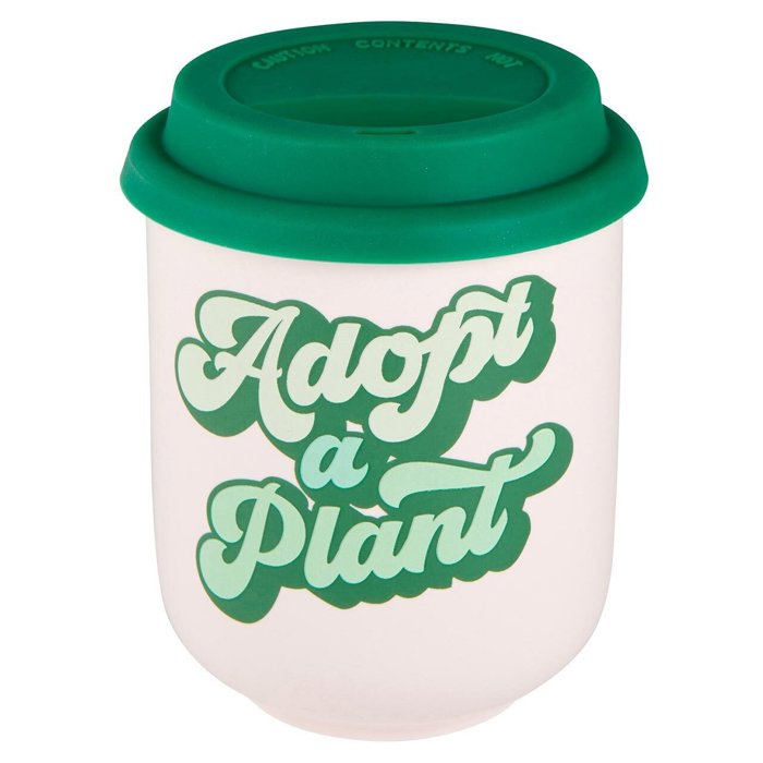 Plant Themed Ceramic To Go Mugs with Silicone Lids and Sleeves | Gift for Her 