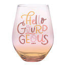 Hello Gourdgeous (Jumbo Size) Holiday Glassware - Christmas and Winter Themed Wine Glasses - Be Jolly or Leave, Merry Christmas Everyone