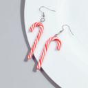 Candy Cane Earrings in Candy Red Stripe Candy Cane Christmas Party Earrings in Candy Stripe or Rainbow | Cute Playful and Fun Christmas Theme Fashion Jewelry