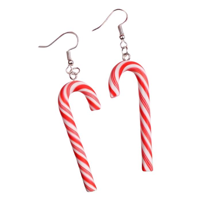 Candy Cane Christmas Party Earrings in Candy Stripe or Rainbow | Cute Playful and Fun Christmas Theme Fashion Jewelry