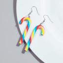 Candy Cane Earrings in Candy Rainbow Candy Cane Christmas Party Earrings in Candy Stripe or Rainbow | Cute Playful and Fun Christmas Theme Fashion Jewelry