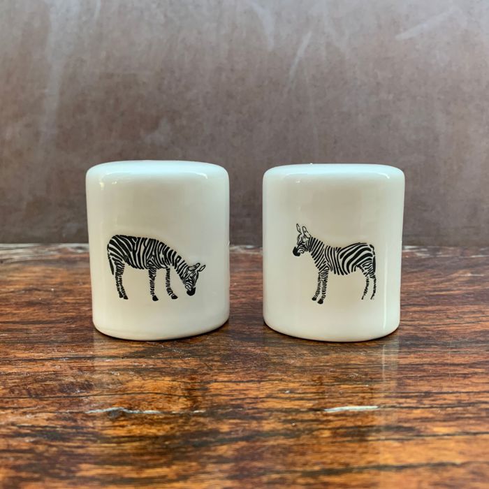 Shaped Salt and Pepper Shakers: Flamingo, Mushroom, Zebra | Stoneware Minimalist  Gift Set for Her