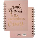 Real Queens Fix Each Other's Crowns Spiral Notebook in Blush Palette | 5.75" x 7.5" | 120 Lined Page Pretty Spiral Notebooks with Quotes and Illustrations in 16+ Styles