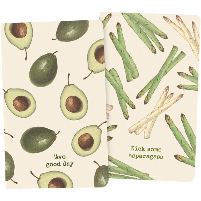 Flexible Notebooks Set of 2 - Animal Puns, Avo Good Day Avocado, Farm to Fork