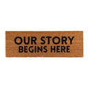 Our Story Begins Here Coir Door Mat | Welcome Outdoor Indoor Rug | 30" x 10" Skinny Doormats in Natural Coir | Welcome Outdoor Rug