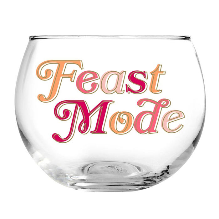 Cute Round Wine Glasses in 11 Styles - Feast Mode, Feelin Frosty, Grateful - Christmas, Winter, Holiday Themes