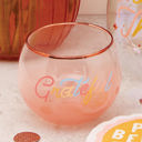 Grateful Roly Poly Pink Ombre Glass | Cocktail Glass Drinkware | 13 oz Cute Round Wine Glasses in 11 Styles - Feast Mode, Feelin Frosty, Grateful - Christmas, Winter, Holiday Themes