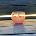 Grateful Roly Poly Pink Ombre Glass | Cocktail Glass Drinkware | 13 oz Cute Round Wine Glasses in 11 Styles - Feast Mode, Feelin Frosty, Grateful - Christmas, Winter, Holiday Themes