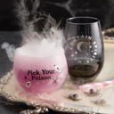 Pick Your Poison Roly Poly Tinted Glass in Pink | 13 oz. | Spooky Goth or Halloween Themed Cup Cute Round Wine Glasses in 11 Styles - Feast Mode, Feelin Frosty, Grateful - Christmas, Winter, Holiday Themes