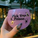 Pick Your Poison Roly Poly Tinted Glass in Pink | 13 oz. | Spooky Goth or Halloween Themed Cup Cute Round Wine Glasses in 11 Styles - Feast Mode, Feelin Frosty, Grateful - Christmas, Winter, Holiday Themes