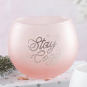 Stay Cozy Roly Poly Blush Pink Ombre Wine Glass  | 13 oz. | Fall Christmas Snowflake Hygge Themed Sm Cute Round Wine Glasses in 11 Styles - Feast Mode, Feelin Frosty, Grateful - Christmas, Winter, Holiday Themes