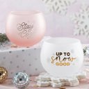 Stay Cozy Roly Poly Blush Pink Ombre Wine Glass  | 13 oz. | Fall Christmas Snowflake Hygge Themed Sm Cute Round Wine Glasses in 11 Styles - Feast Mode, Feelin Frosty, Grateful - Christmas, Winter, Holiday Themes