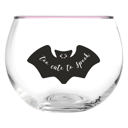 Too Cute to Spook Roly Poly Wine Glass | Black Bat Spooky Halloween Cocktail Glass | 13 oz. Cute Round Wine Glasses in 11 Styles - Feast Mode, Feelin Frosty, Grateful - Christmas, Winter, Holiday Themes